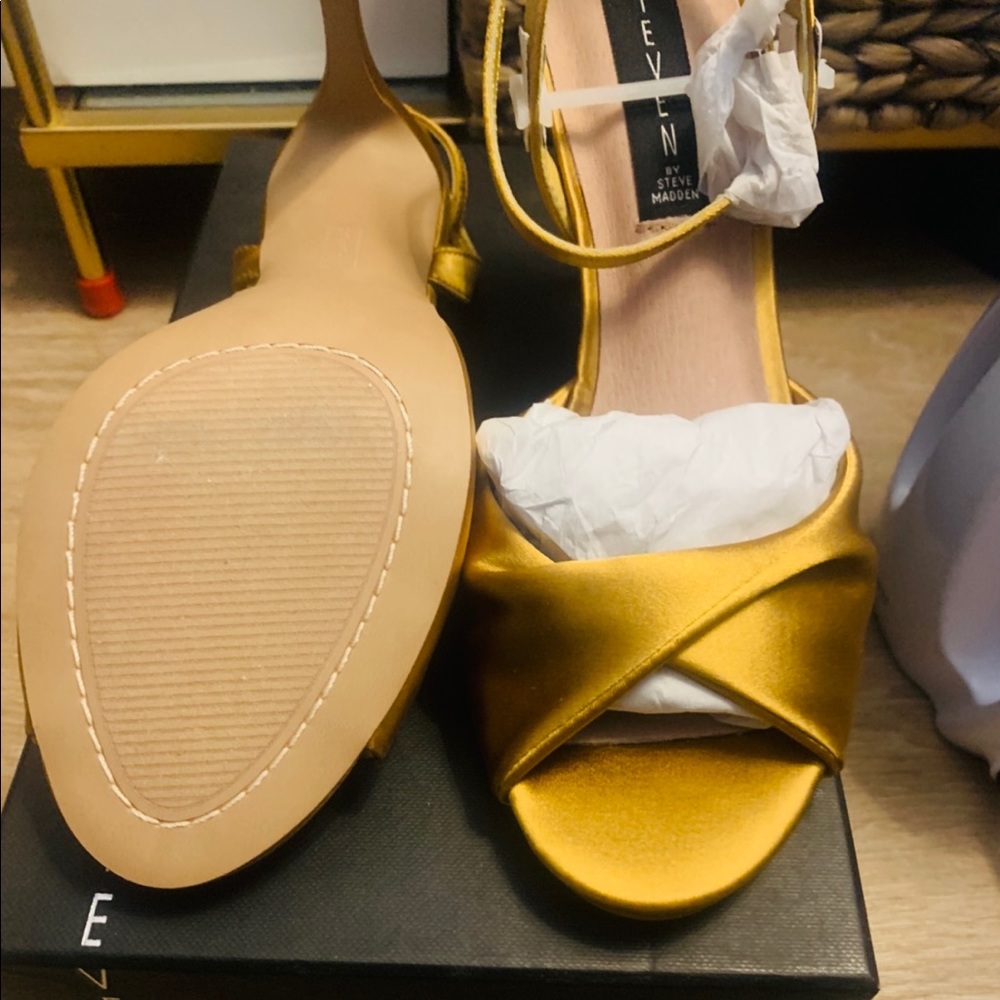 Yellow satin shoes from Steven by Steven Madden